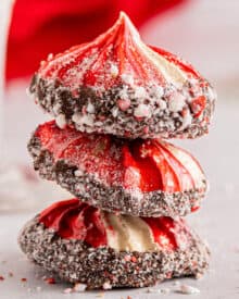 Chocolate-Dipped Peppermint Meringue Cookies