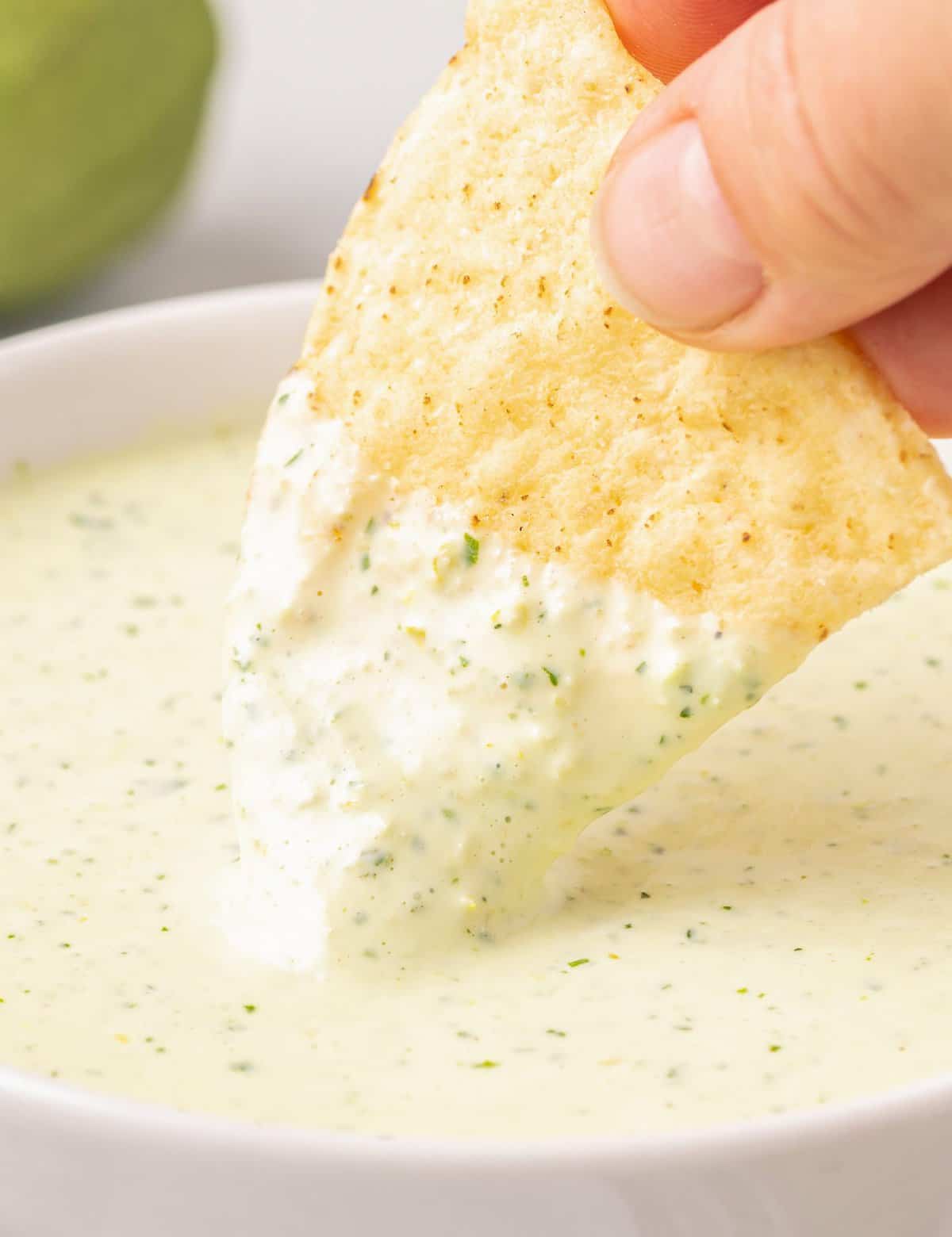 This bold and amazing creamy jalapeño dip is a very close copycat of the dip/sauce served at Chuy's restaurant. The tangy dip has just the right level of heat, and a creamy ranch flavor. You'll want to dip and drizzle this sauce on absolutely everything!