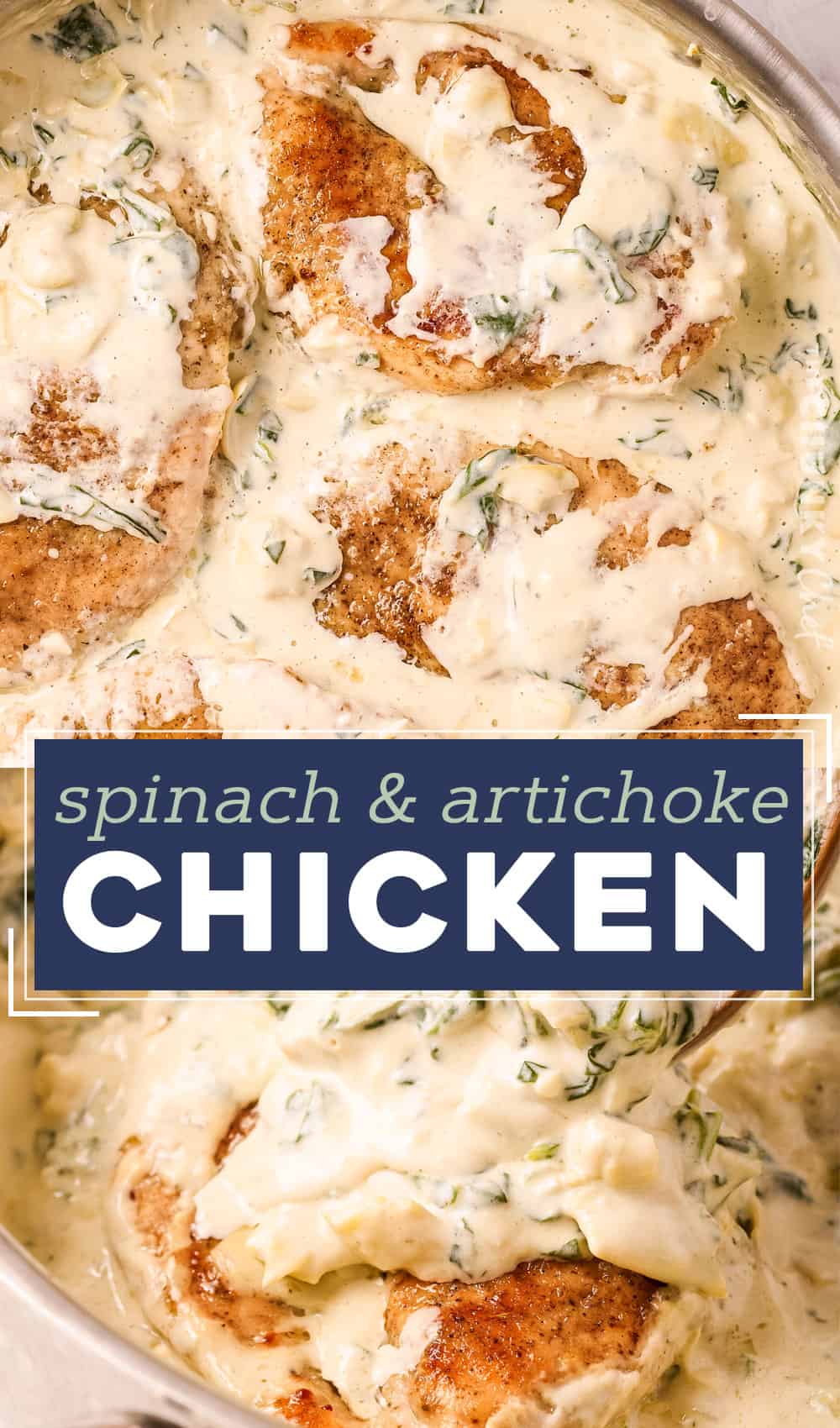 Creamy Spinach and Artichoke Chicken (one pan!) - The Chunky Chef