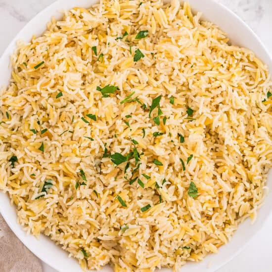 Garlic Parmesan Rice Pilaf - The Chunky Chef