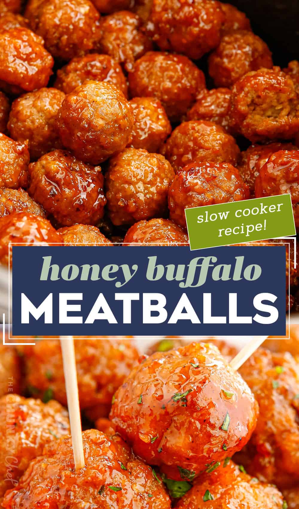 Honey Buffalo Crockpot Meatballs - The Chunky Chef