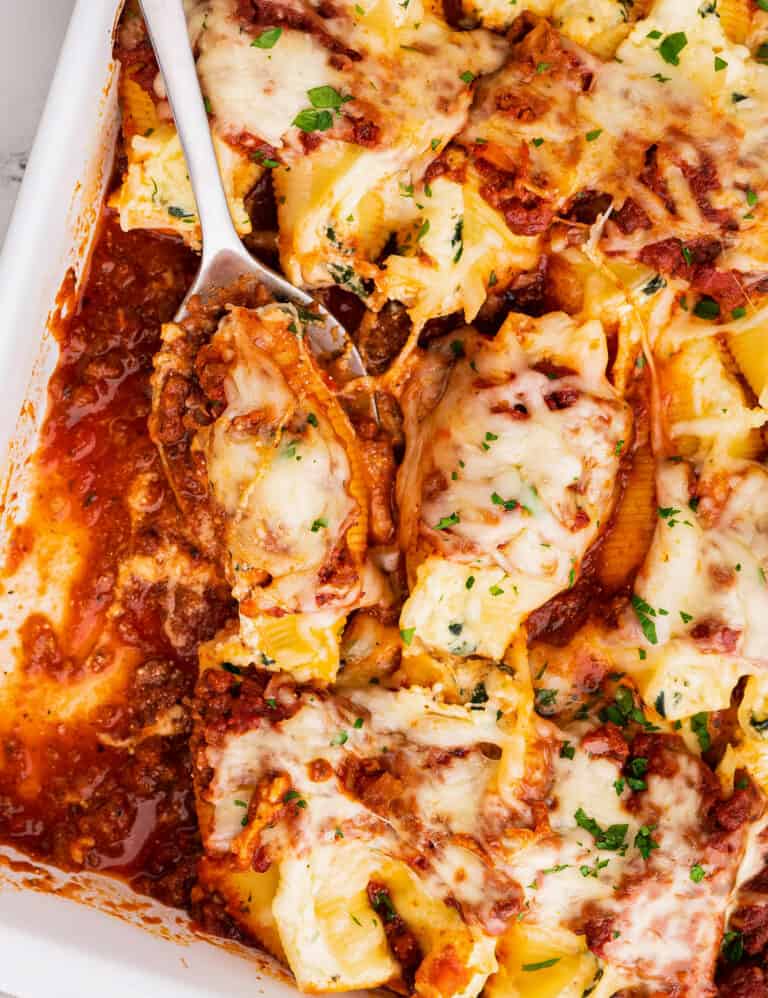 Lasagna Stuffed Shells - The Chunky Chef