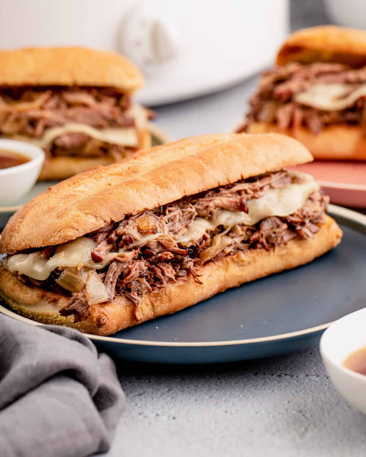 Slow Cooker French Dip Sandwiches - The Chunky Chef