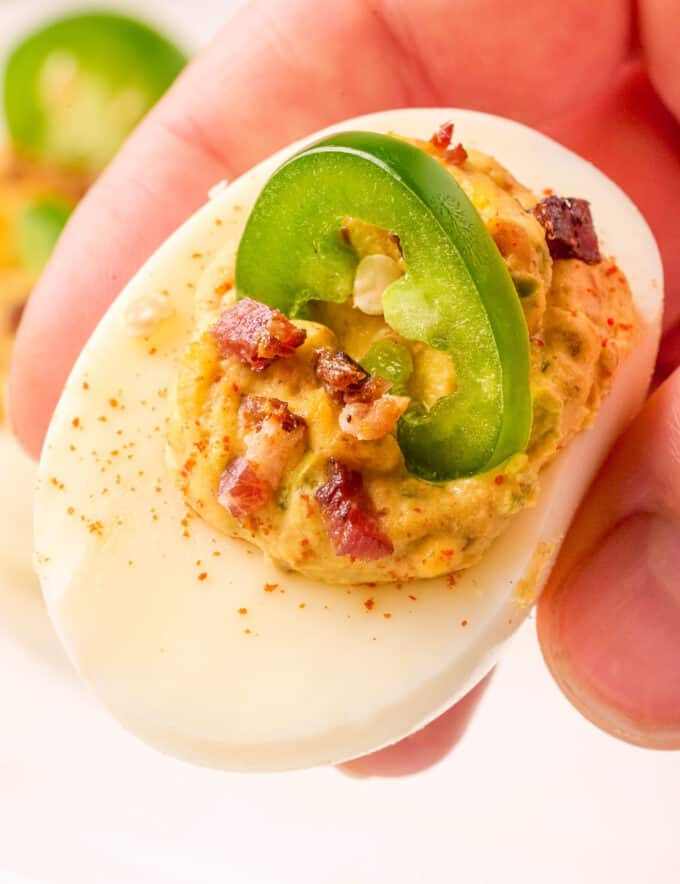 Spicy Deviled Eggs with Bacon and Jalapeno - Chili Pepper Madness