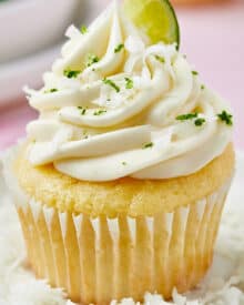 Coconut Cupcakes with Lime Cream Cheese Frosting