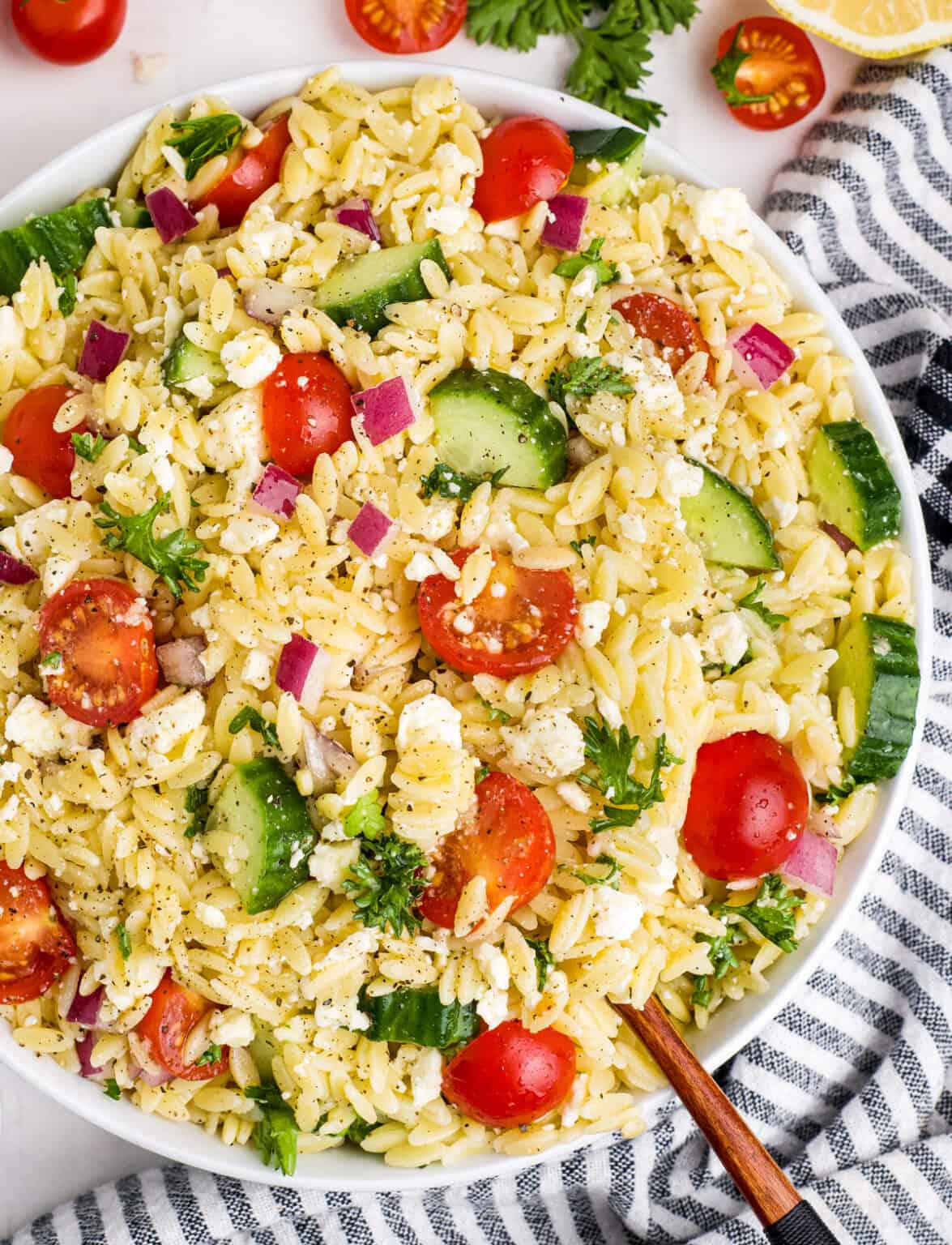 Lemon Orzo Salad - The Chunky Chef