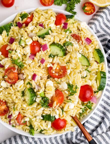 Lemon Orzo Salad - The Chunky Chef