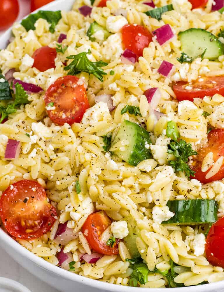 Lemon Orzo Salad - The Chunky Chef