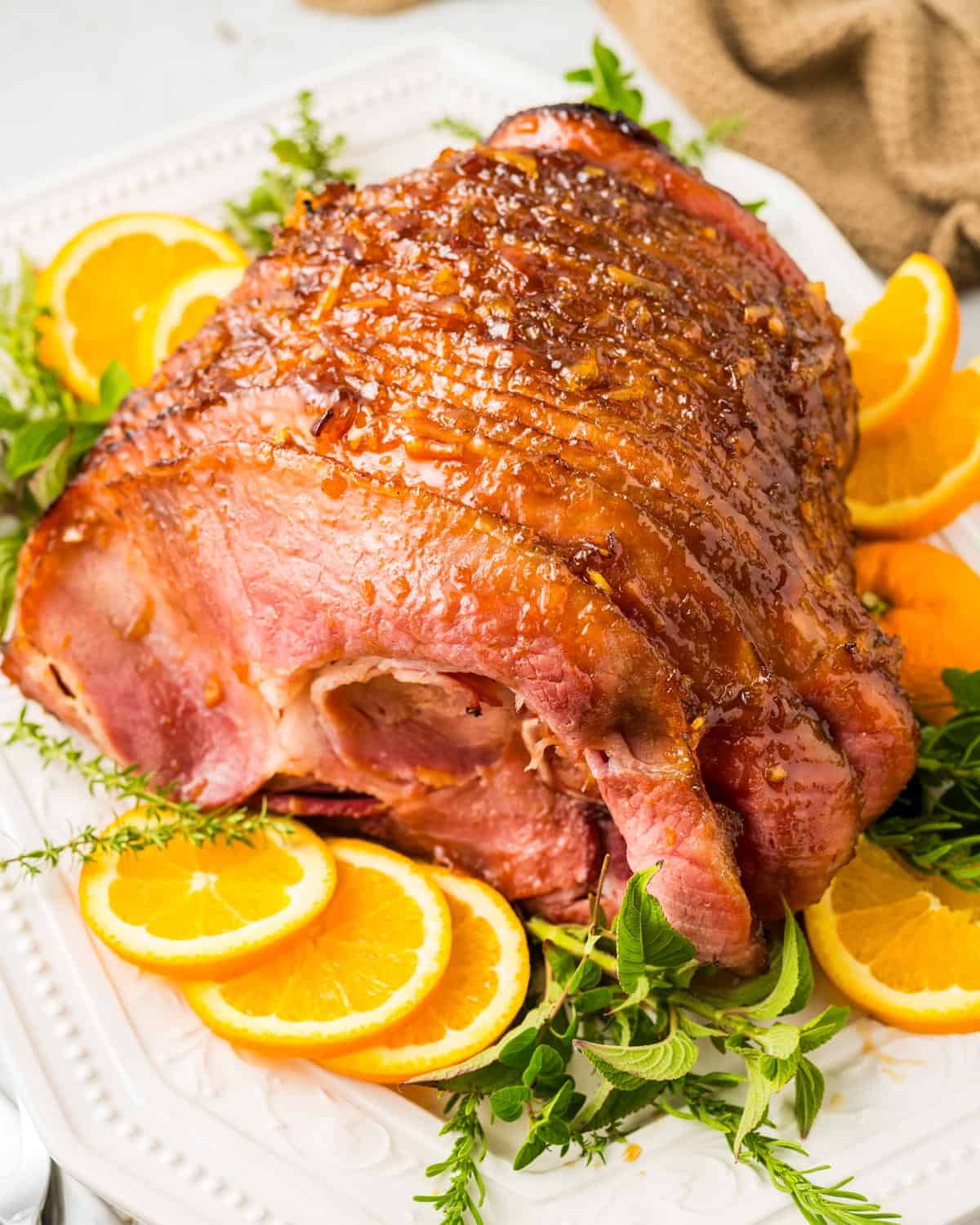 Brown Sugar Orange Glazed Spiral Ham - The Chunky Chef