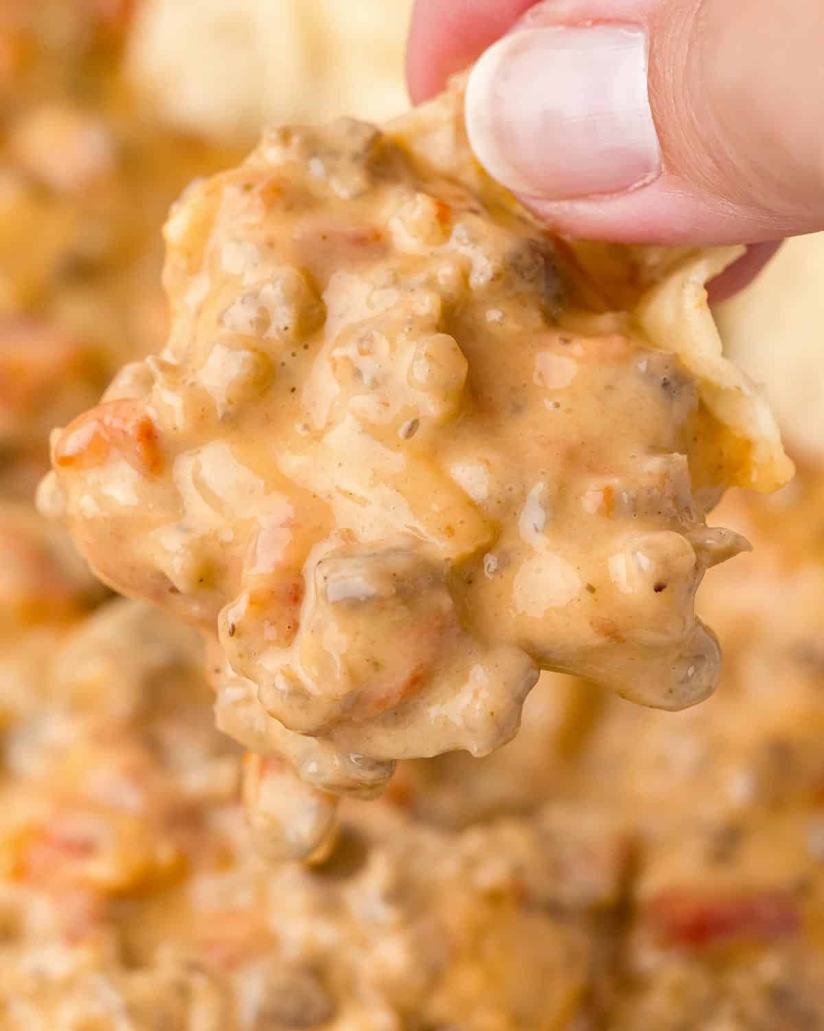 Cheesy Sausage Dip With Rotel The Chunky Chef 6090