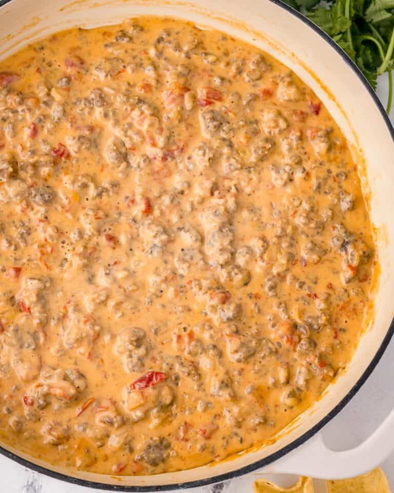 Cheesy Sausage Dip With Rotel The Chunky Chef 0318