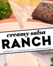 This bold and flavorful salsa ranch is made using minimal ingredients, most of which you probably already have in your pantry and refrigerator. You’ll want to dip and drizzle this sauce on absolutely everything... salads, chips, tacos, and more!