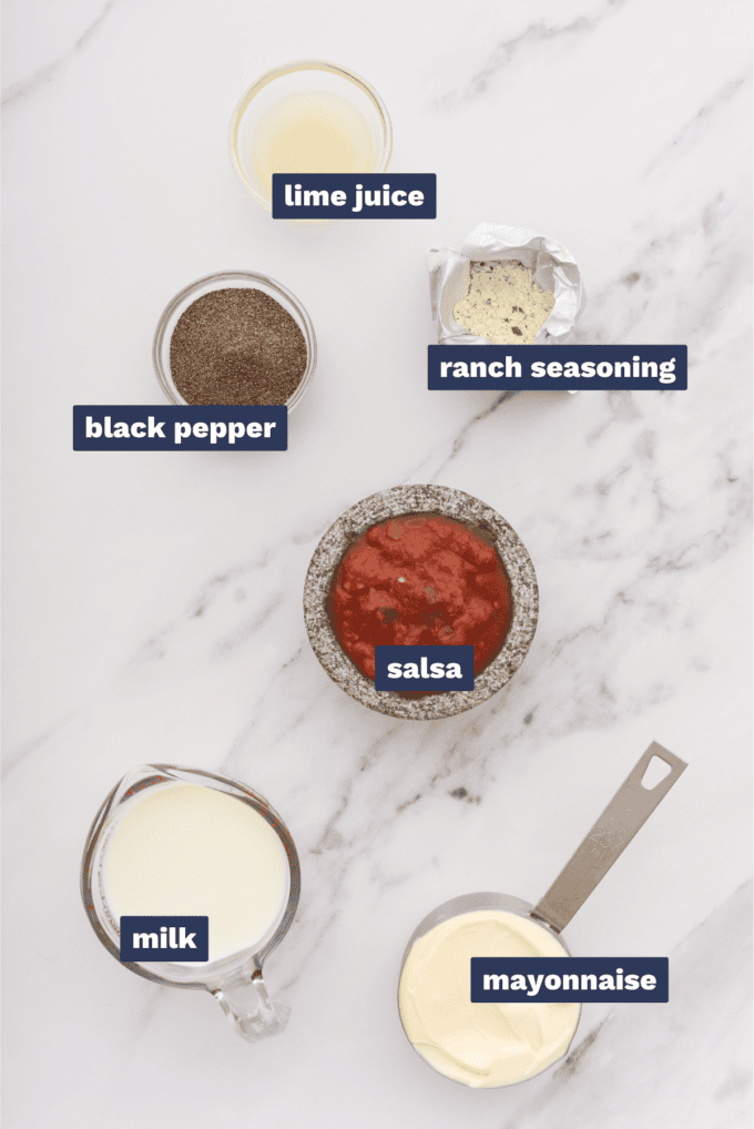 Ingredients needed to make salsa ranch.