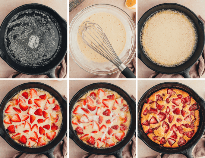 step by step photos of how to make strawberry cobbler.