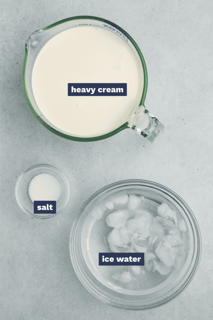 ingredients needed to make homemade butter.