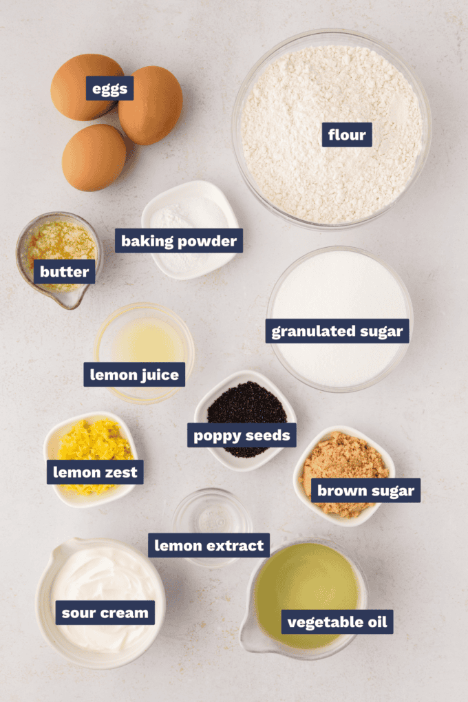 ingredients needed to make lemon poppyseed coffee cake