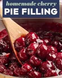 Homemade cherry pie filling is easy to make using sweet and juicy fresh cherries and simple everyday ingredients. Not only is it great to use to make a cherry pie, but pie filling is perfect on top of a cheesecake, ice cream, or just to eat with a spoon! So much better than the canned stuff.