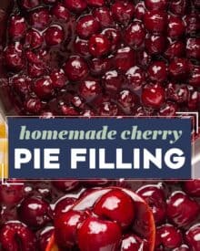 Homemade cherry pie filling is easy to make using sweet and juicy fresh cherries and simple everyday ingredients. Not only is it great to use to make a cherry pie, but pie filling is perfect on top of a cheesecake, ice cream, or just to eat with a spoon! So much better than the canned stuff.