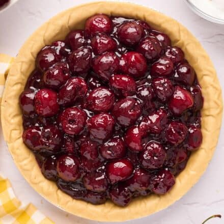 cherry pie filling in a pie crust.