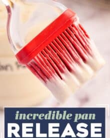 This simple and absolutely incredible pan release (aka cake goop) is made with just 3 ingredients, in 5 minutes or less, and is super affordable and budget friendly! Your cakes and baked goods will easily come out of their pans, each and every time! No need to buy baking spray ever again.