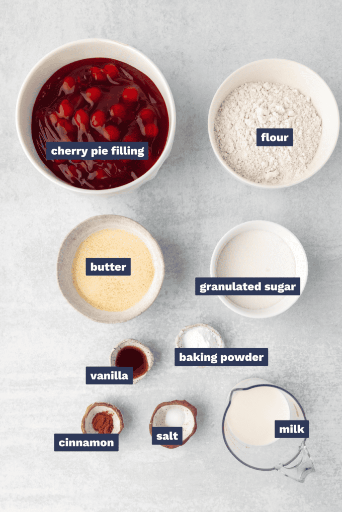 ingredients needed to make cherry cobbler.