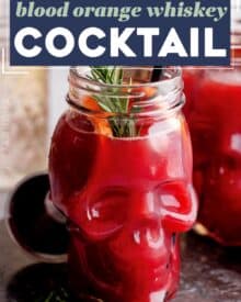 This drink is the perfect blend of tart and sweet with a whiskey kick, and is the most amazing cocktail for fall! Whiskey cocktails are always fun, and with blood oranges, this one is perfect for Halloween and other holidays.