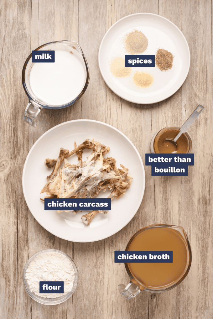 ingredients needed to make homemade condensed cream of chicken soup