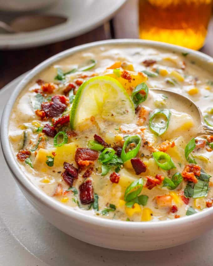 bowlful of poblano corn chowder