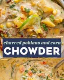 This poblano corn chowder is ultra creamy, hearty, and rich, with a subtle smokiness from the charred poblano peppers. Made easily on the stovetop, with no fancy equipment, it’s perfect for game day, tailgating, or a comforting night in.