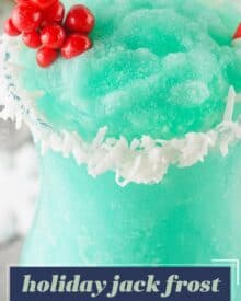 This fun and festive cocktail is named after the infamous Jack Frost, and despite it being a winter drink, it has a delightfully sweet and tropical flavor! It's perfect for all your winter holiday gatherings, and is a nice change from the typical warm drinks served this time of year.