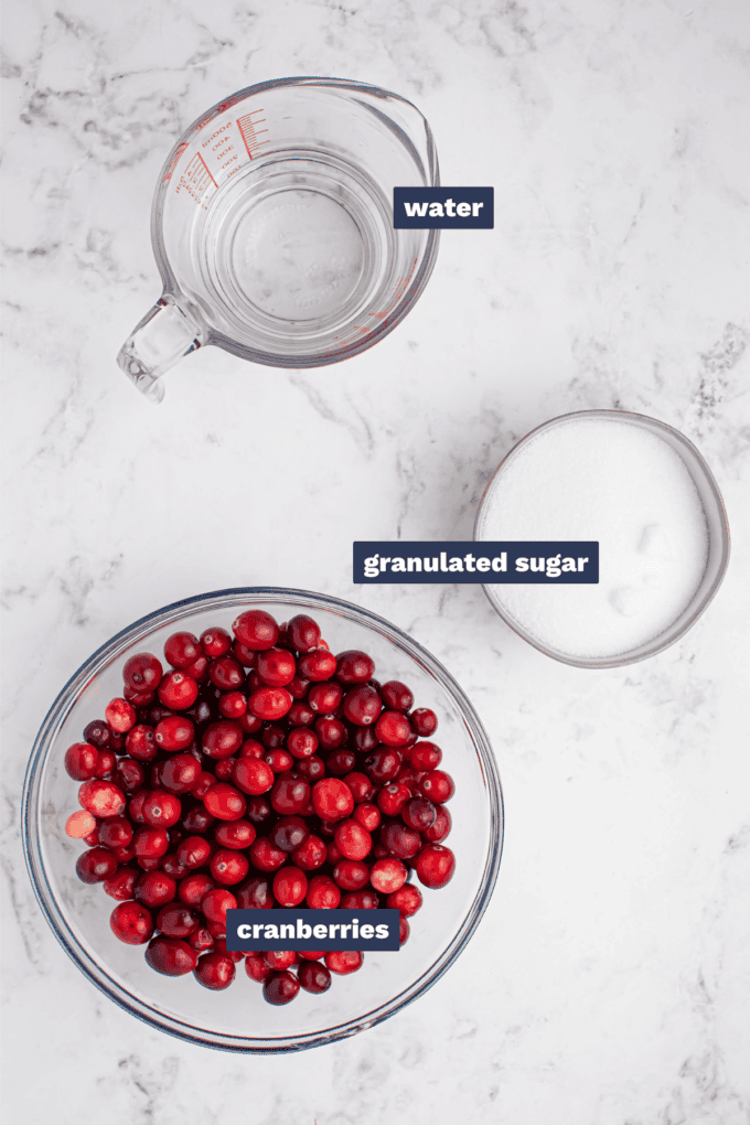 ingredients needed to make sugared cranberries