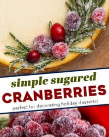 Making sugared cranberries transforms the usually tart fresh cranberry to an almost candied flavor and texture. Perfect for garnishing fall and winter desserts, a fun snack, or an interesting addition to a charcuterie board!