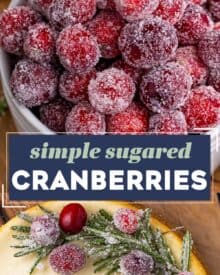 Making sugared cranberries transforms the usually tart fresh cranberry to an almost candied flavor and texture. Perfect for garnishing fall and winter desserts, a fun snack, or an interesting addition to a charcuterie board!