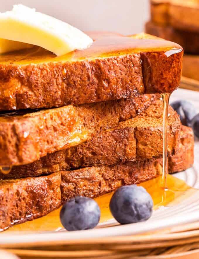 As a great alternative for making french toast on the stovetop, this air fryer recipe has everything you love about a sweet vanilla cinnamon french toast, but made in a hands-off method. Easy to customize to your tastes, and oven directions are included as well!