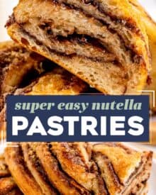 This incredibly easy shortcut version of a flaky pastry swirled with chocolate hazelnut spread is sinfully delicious right out of the oven! Store-bought canned dough makes this recipe accessible to bakers of all confidence levels, and they’re a perfect weekend breakfast or brunch treat!