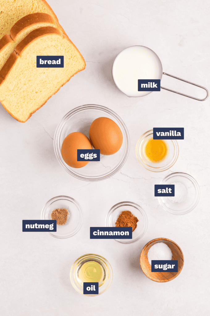 ingredients for making air fryer french toast