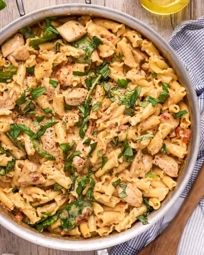 marry me chicken pasta in skillet