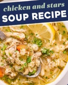 If you're in need of a quick and cozy dinner, or are feeling a bit under the weather, then you definitely NEED this chicken and stars soup! Ready in about 30-40 minutes, this soul-warming soup recipe is made with simple ingredients and can easily be adapted to your tastes.