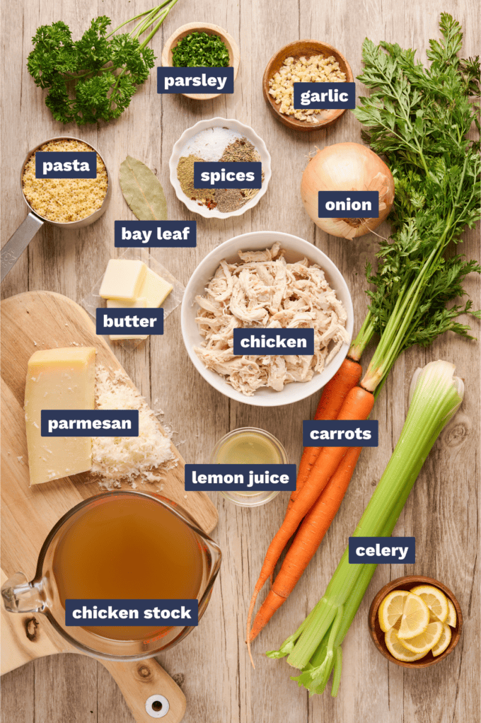 ingredients needed to make chicken and stars soup