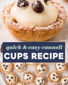 Everything you love about silky and sweet cannoli, but in a fun, easy to make bite-sized form! Made simply with pie crust (store-bought to be even easier), these cannoli bites are easy to customize to your tastes, and always a crowd-pleaser!